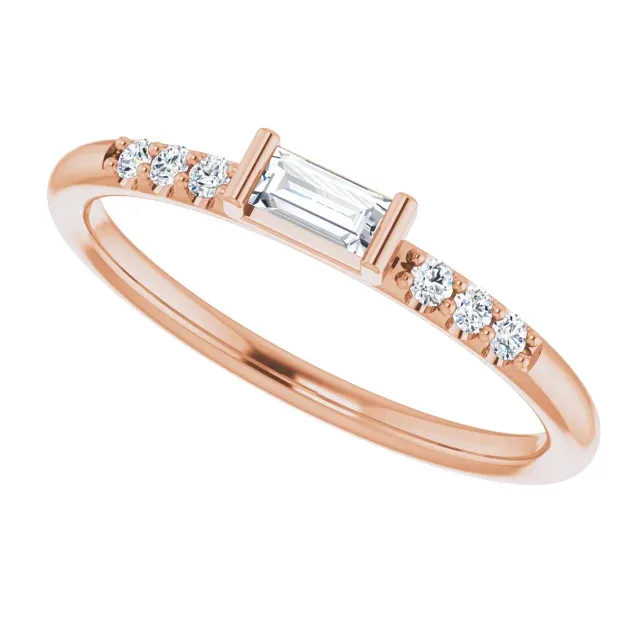 14K Rose 1/5 CTW Diamond Stackable Accented Ring