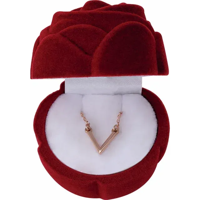 14K Rose "V" 16.5" Necklace