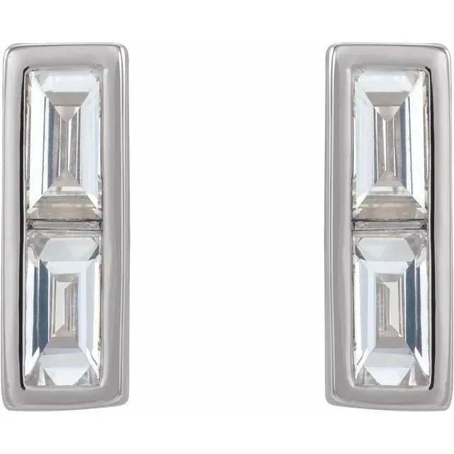 14K White 1/4 CTW Diamond Bar Earrings