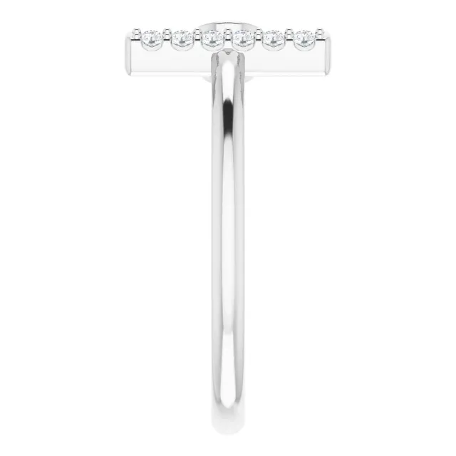 14K White Aquamarine & .06 CTW Diamond Bar Ring