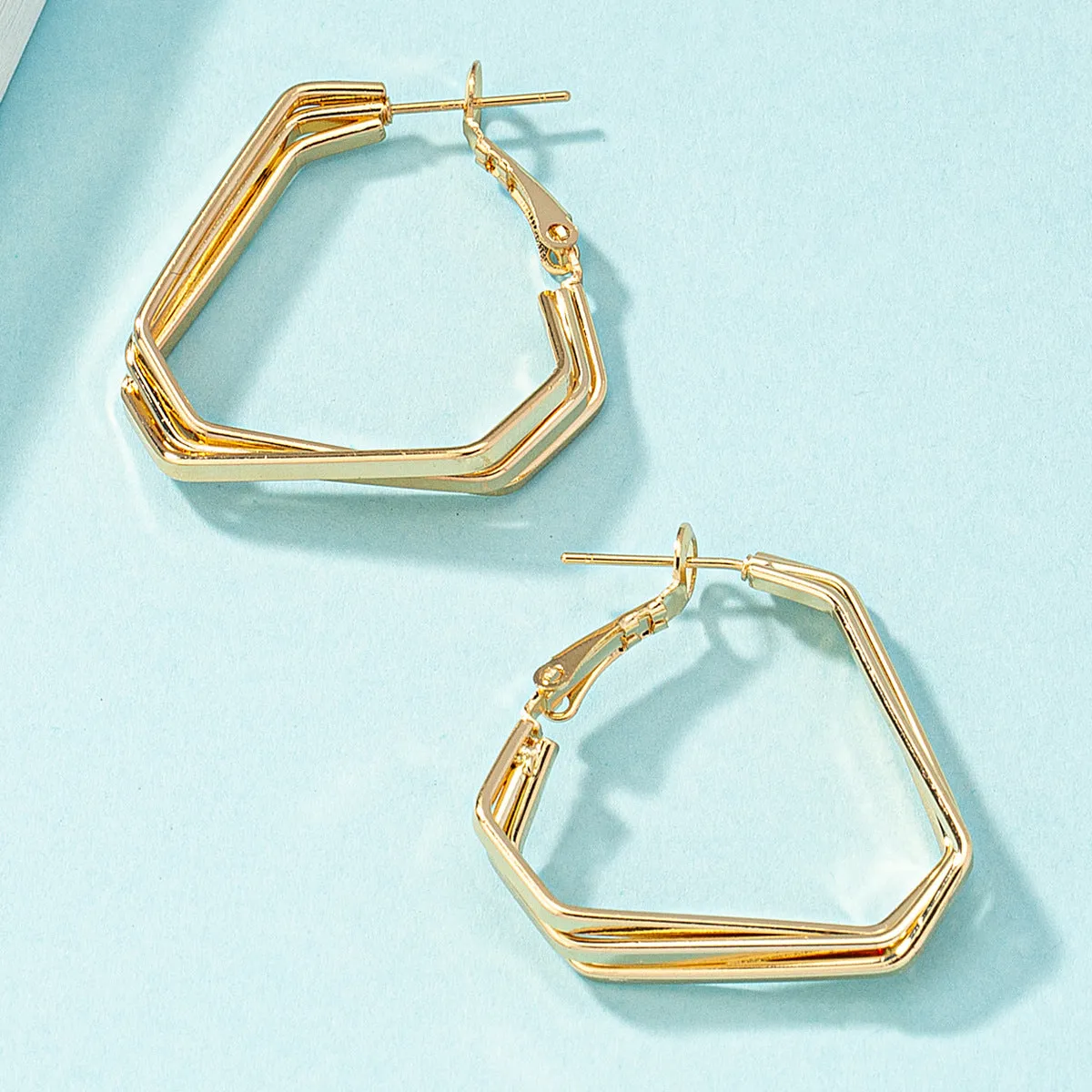 18K Gold-Plated Stacked Geometric Huggie Earrings