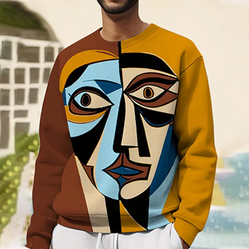 Abstract Print Crewneck Sweatshirt