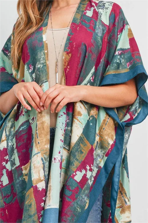 Abstract Print Shawl - Teal Women