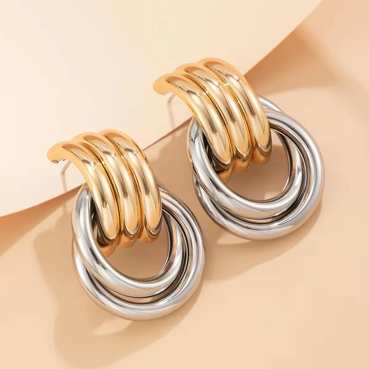 Creative Multilayer Round Circle Stud Earrings