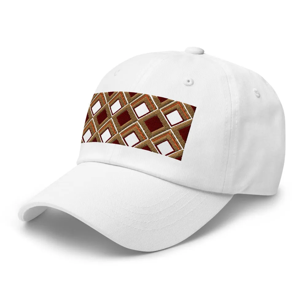 Dad Hat | 60s Brown Diamonds | Geometric Glam