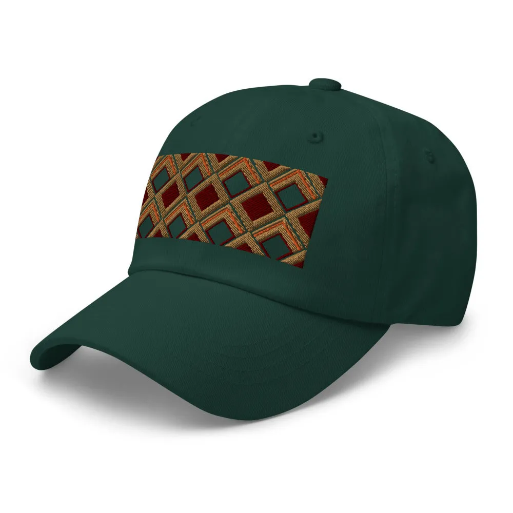 Dad Hat | 60s Brown Diamonds | Geometric Glam