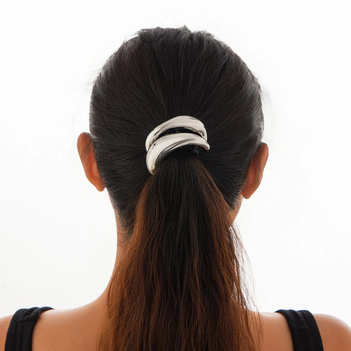 Geometric Hollow Metallic Elastic Hair Tie