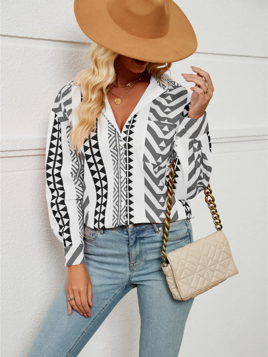 Geometric Print Blouse