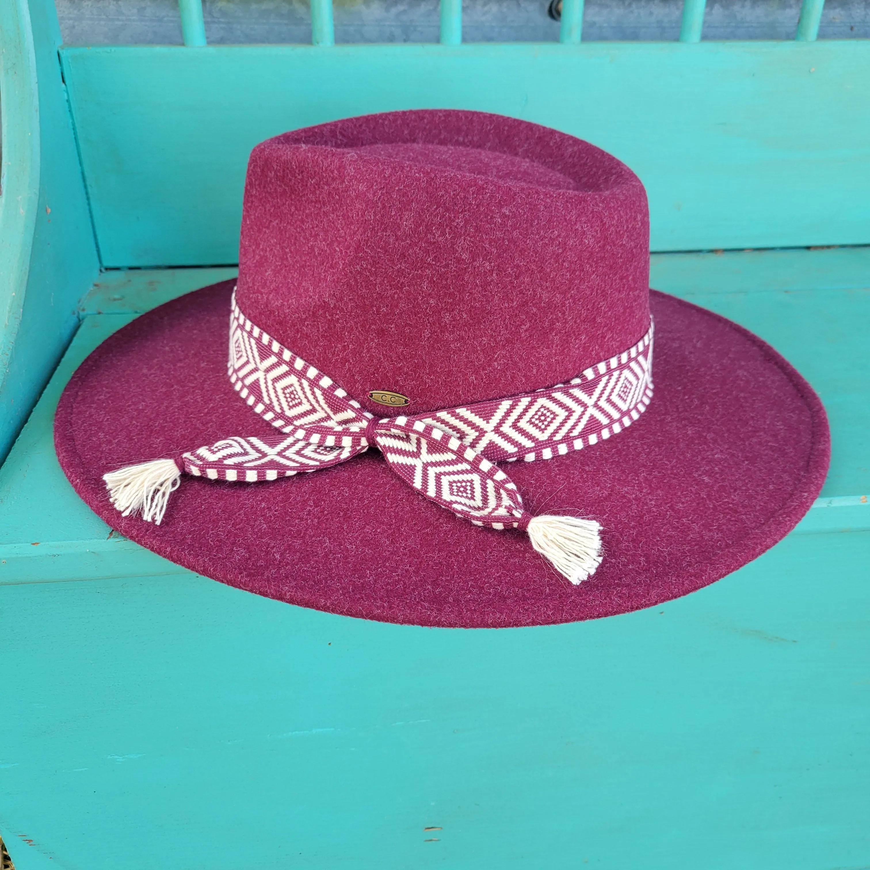 Geometric Trim CC Panama Hat - Heather Wine