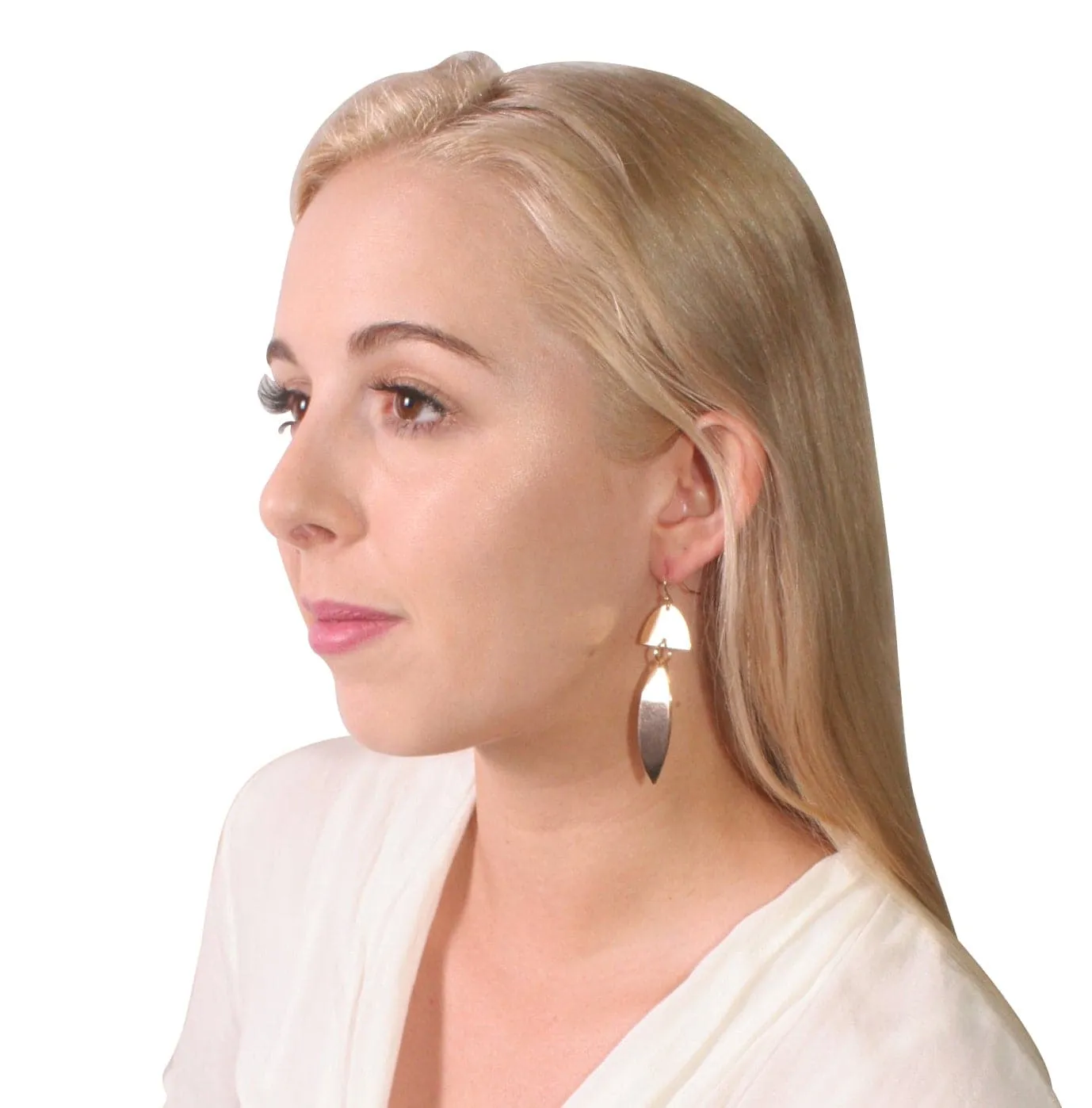 Iconography Geometric Rose Gold Drop Earrings