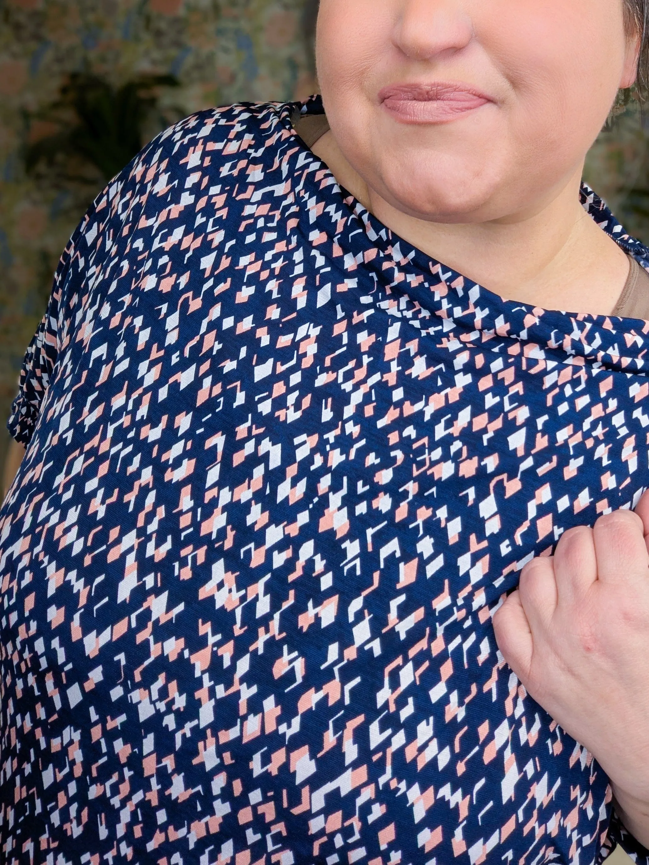 Kensie Smocked Long Sleeve Top in Navy   Pinks Floral