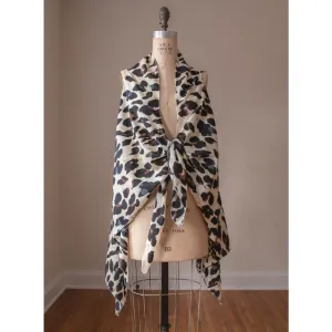 Leopard Print Brown Kimono Vest