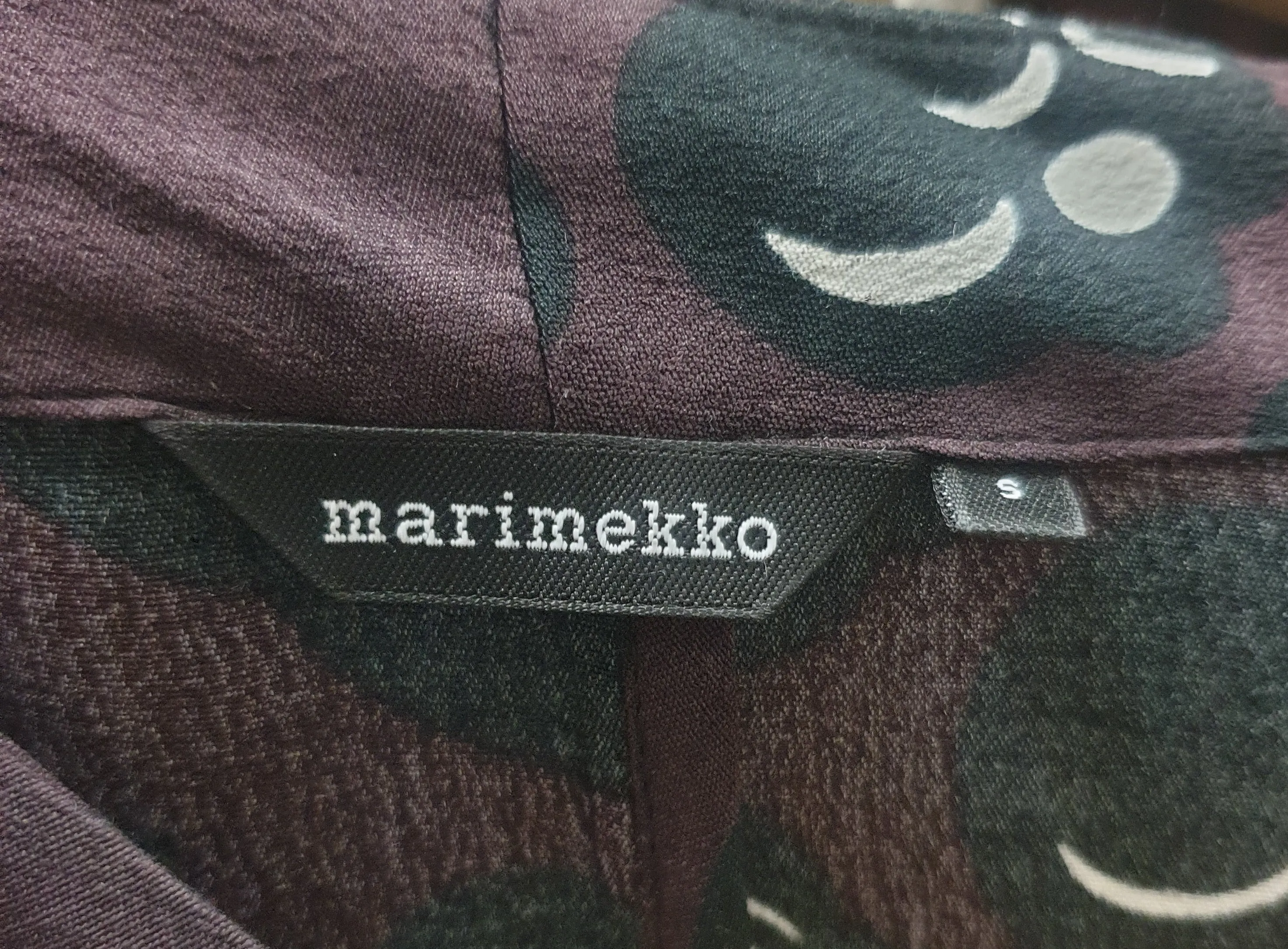 Marimekko purple dress with black flower print size S