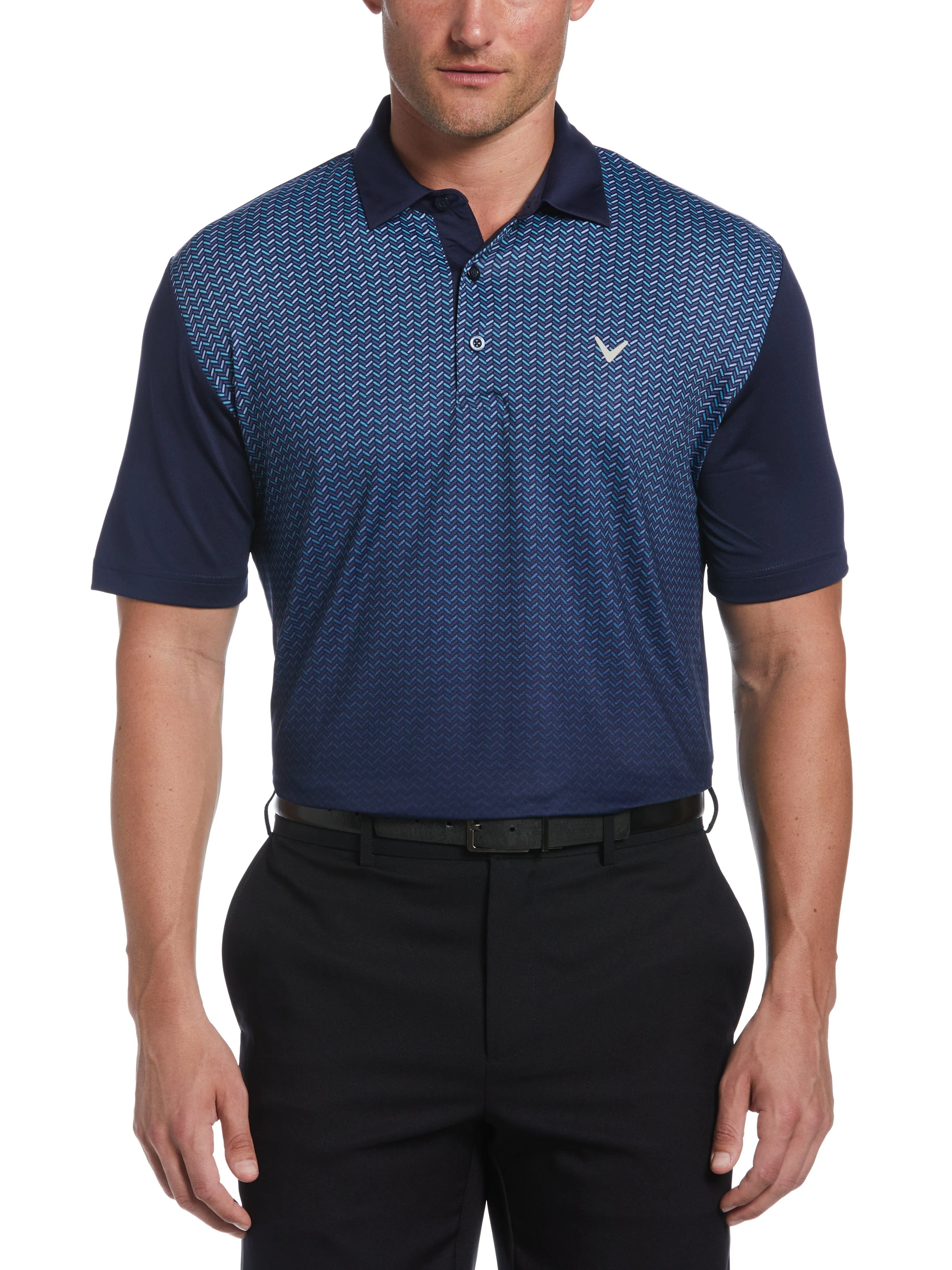 Mens Geo Gradient Print Golf Polo
