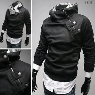 Men's High Collar Button Half Zip Sweatshirt