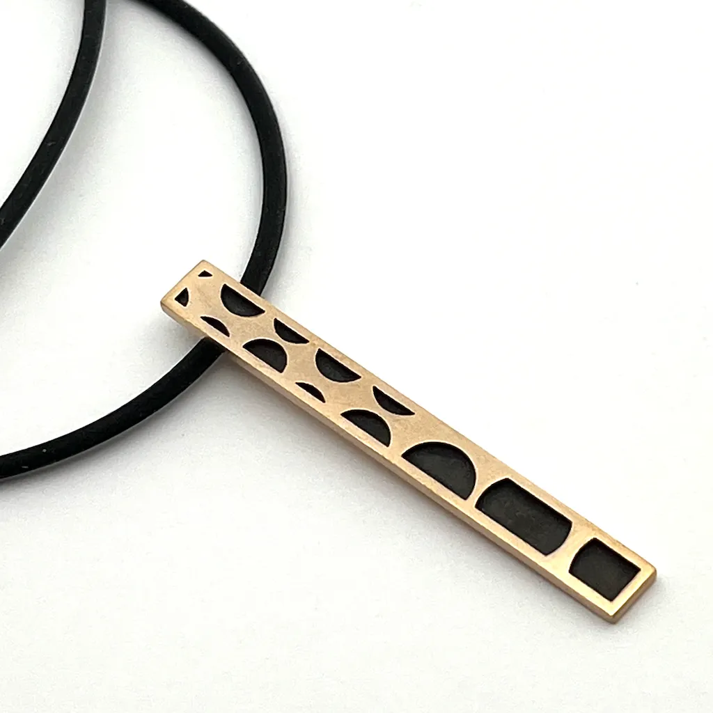 Rectangular Geo Dot Pendant (Bronze)