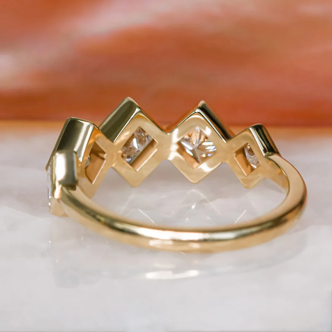 Slantse plain band Natural   Diamond Engagement Ring