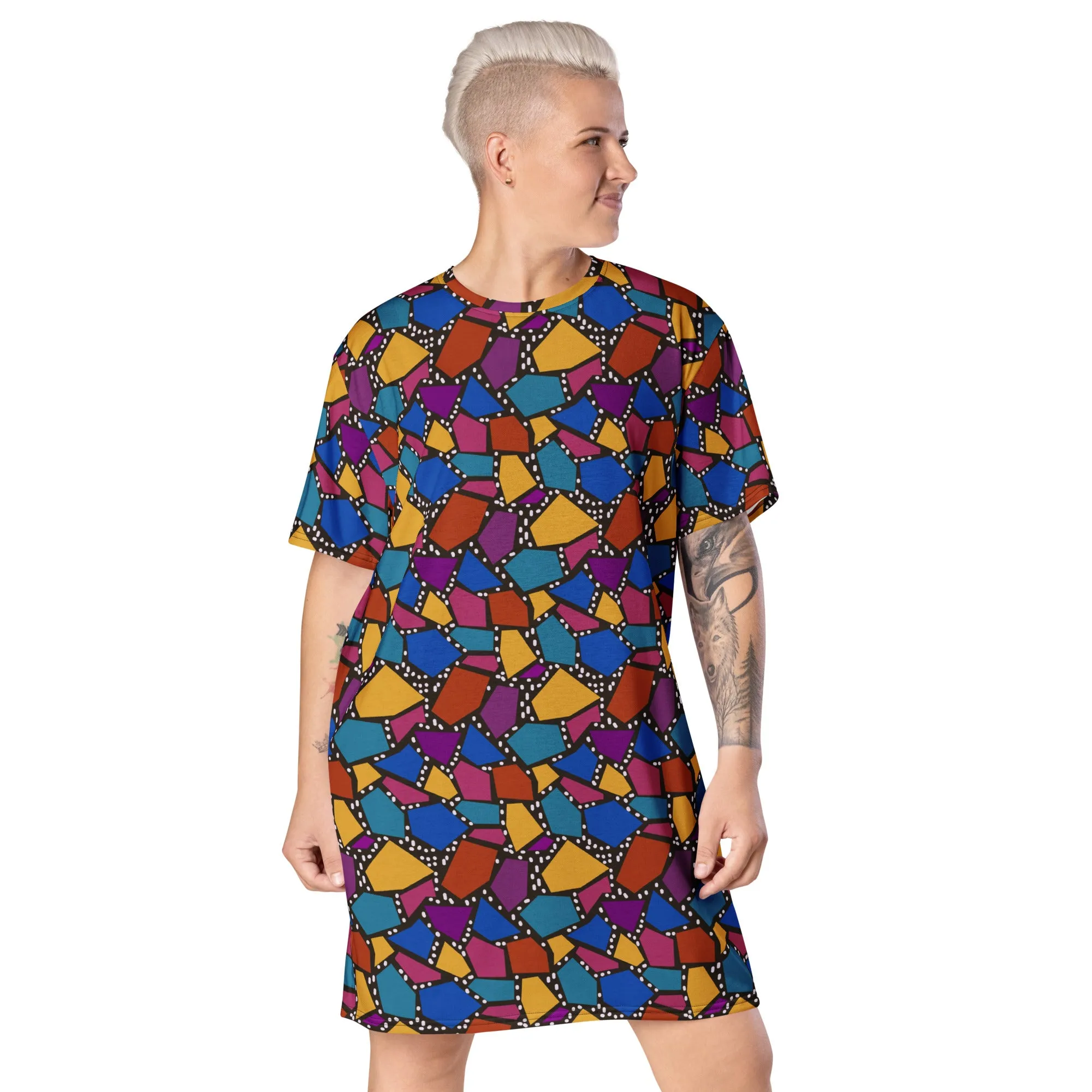 T-shirt Dress, Rainbow Neoncore EDM Rave