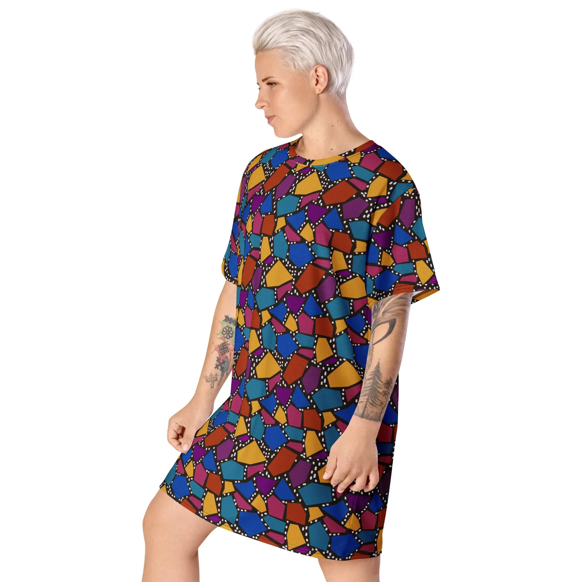 T-shirt Dress, Rainbow Neoncore EDM Rave