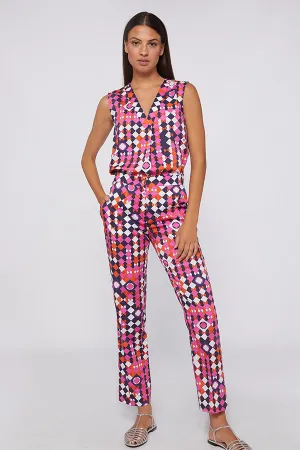 TIFFANY PINK NAVY GEOMETRIC TROUSER